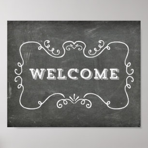 Affiche de bienvenue mariage Floral Chalkboard