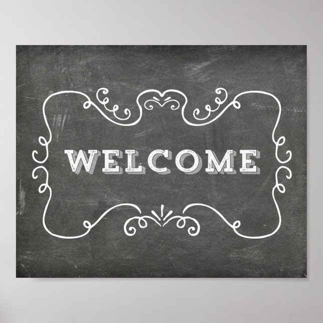 Affiche de bienvenue mariage Floral Chalkboard (Devant)