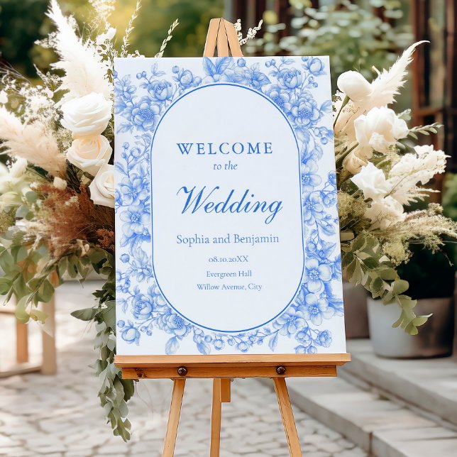 Affiche de bienvenue mariage Floral Quelque chose  (Créateur téléchargé)