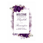 Affiche de bienvenue Mariage florale d'aubergine p