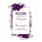 Affiche de bienvenue Mariage florale d'aubergine p