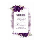 Affiche de bienvenue Mariage florale d'aubergine p