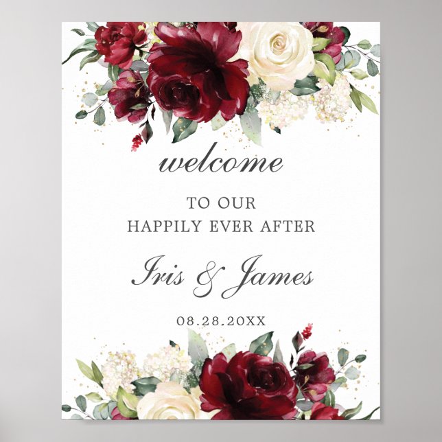 Affiche de bienvenue Mariage florale de Bourgogne  (Devant)