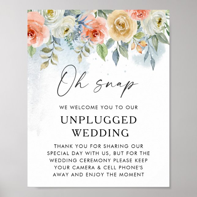 Affiche de bienvenue Mariage florale débranchée (Devant)