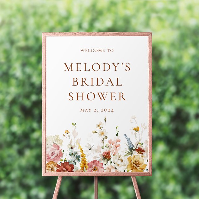 Affiche de bienvenue Mariage florale romantique (Créateur téléchargé)