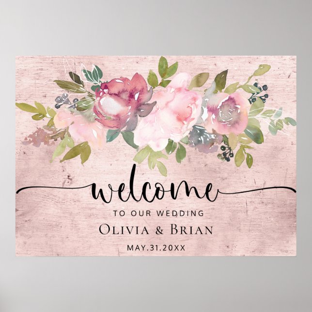 Affiche de bienvenue Mariage flou personnalisé (Devant)