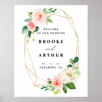 Affiche de bienvenue Mariage flush et or