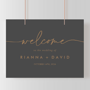 Affiche de bienvenue Mariage Gray Gold Classic