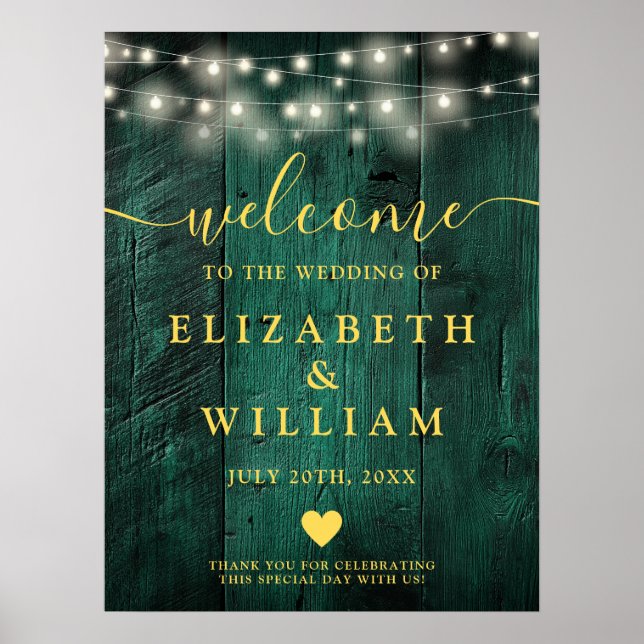 Affiche de bienvenue Mariage Green Wood String (Devant)
