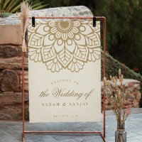 Affiche de bienvenue Mariage indienne Gold Mandala