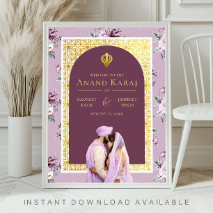 Affiche de bienvenue Mariage Lavender Floral Anand