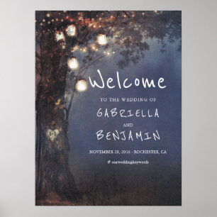 Affiche de bienvenue Mariage Mason Jar Lights Tree
