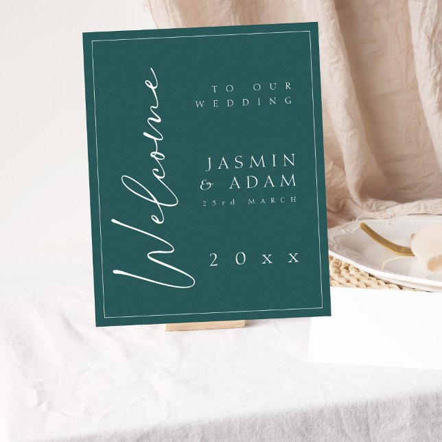 Affiche de bienvenue Mariage minimale Emerald Gree (Créateur téléchargé)