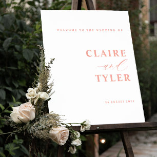 Affiche de bienvenue Mariage minimaliste de rose p