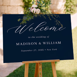 Affiche de bienvenue Mariage minimaliste en bleu m