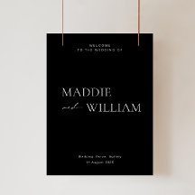 Affiche de bienvenue Mariage minimaliste en noir