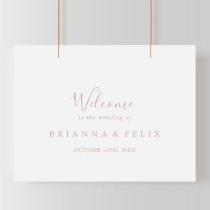 Affiche de bienvenue Mariage minimaliste or rose