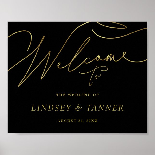 Affiche de bienvenue Mariage moderne avec script o (Devant)