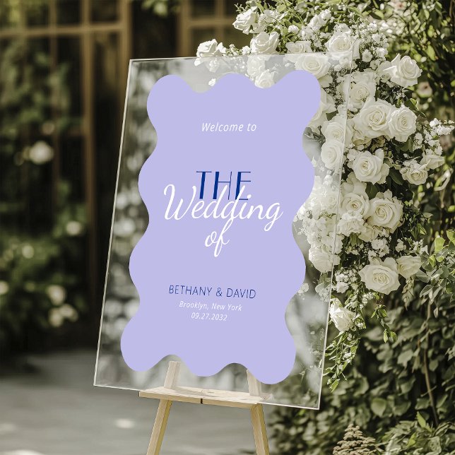 Affiche de bienvenue Mariage moderne Blue Lavender (Créateur téléchargé)