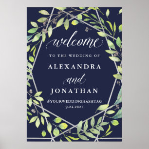 Affiche de bienvenue Mariage moderne en argent bot