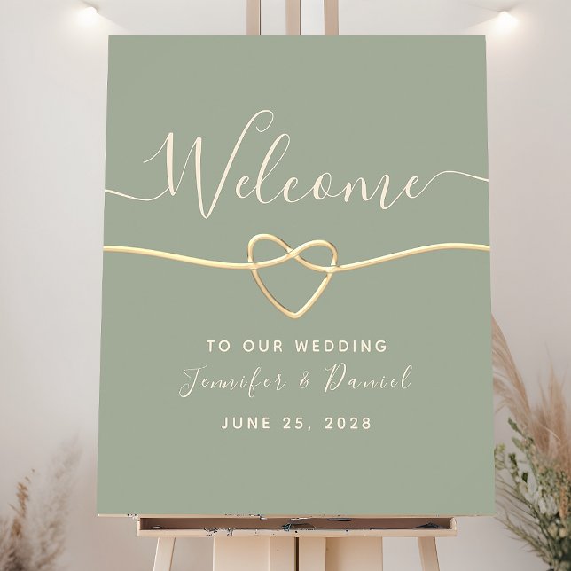 Affiche de bienvenue Mariage moderne Sage Green (Créateur téléchargé)