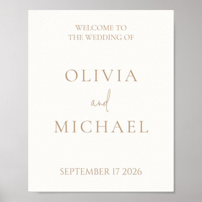 Affiche de bienvenue Mariage moderne simple ivoire (Devant)