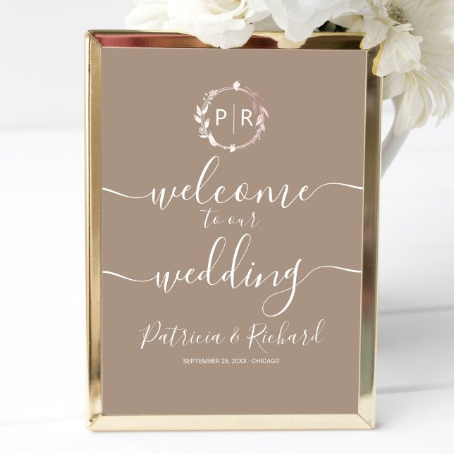 Affiche de bienvenue Mariage Monogramme (Créateur téléchargé)