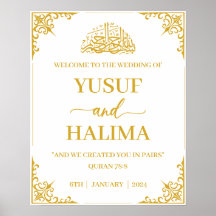 Affiche de bienvenue Mariage musulmane