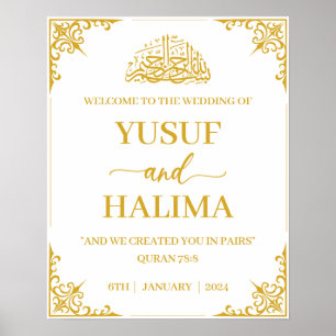 Affiche de bienvenue Mariage musulmane