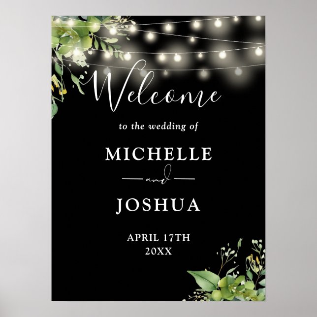 Affiche de bienvenue Mariage noir (Devant)