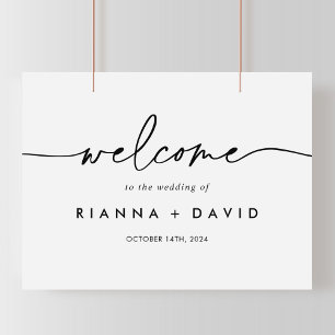 Affiche de bienvenue Mariage noir blanc classique