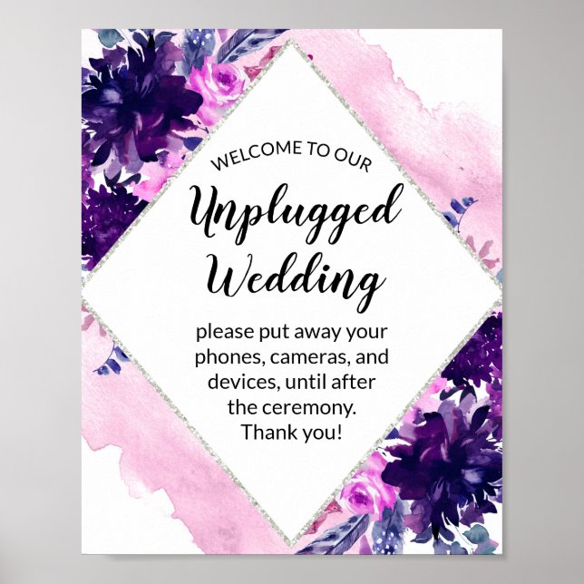 Affiche de bienvenue Mariage non branchée florale  (Devant)