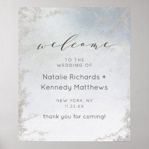 Affiche de bienvenue Mariage Ombre Dusty Blue Fros