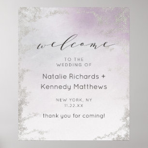 Affiche de bienvenue Mariage Ombre Lumière Purple 