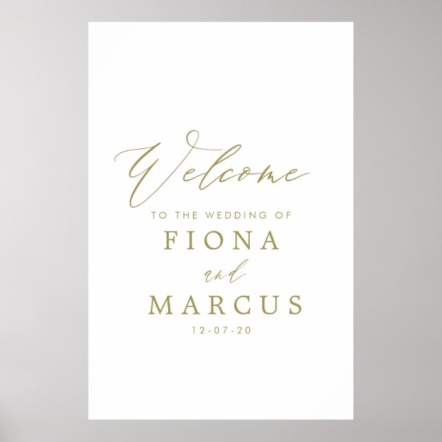 Affiche de bienvenue Mariage or (Devant)
