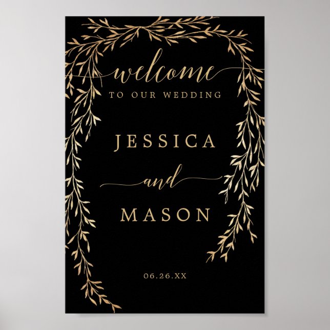 Affiche de bienvenue Mariage or glamour (Devant)