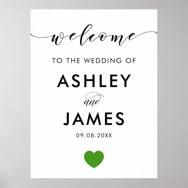 Affiche de bienvenue mariage, Panneau de voeux, Co (Devant)