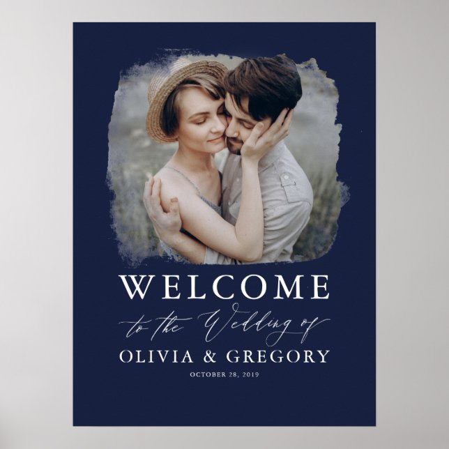 Affiche de bienvenue Mariage photo - Navy Blue (Devant)