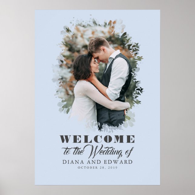 Affiche de bienvenue Mariage photo romantique (Devant)