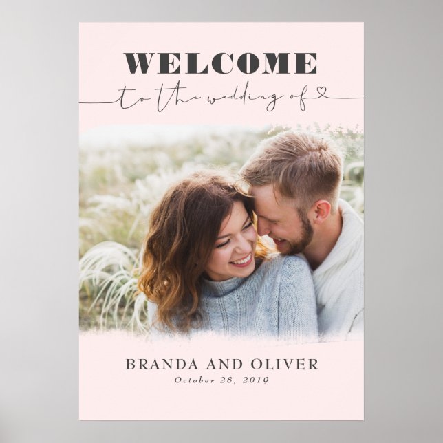 Affiche de bienvenue Mariage photo romantique mign (Devant)