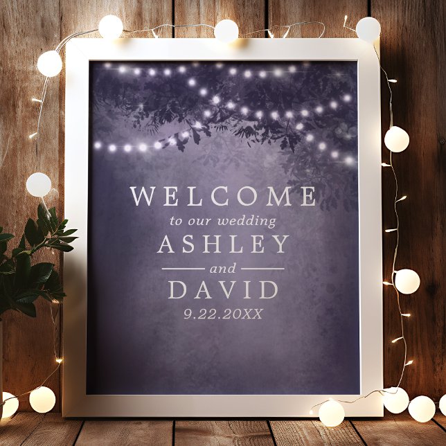 Affiche de bienvenue Mariage Purple Rustic Tree Li (Créateur téléchargé)