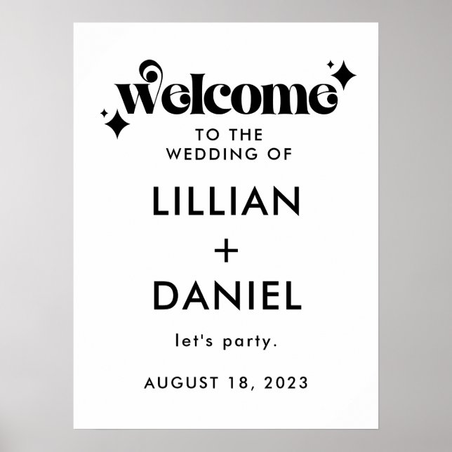 Affiche de bienvenue Mariage rétro (Devant)