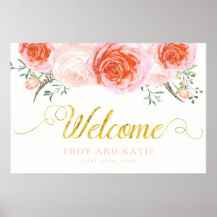 Affiche de bienvenue Mariage romantique