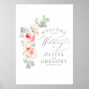 Affiche de bienvenue Mariage rose