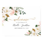 Affiche de bienvenue Mariage rose et or floral