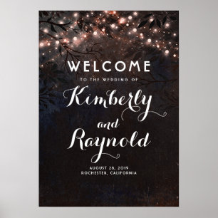 Affiche de bienvenue Mariage rose Gold Rustic Tree