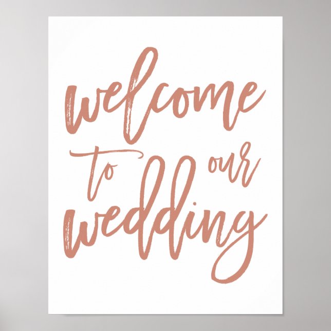 Affiche de bienvenue Mariage Rose par lettres à ma (Devant)