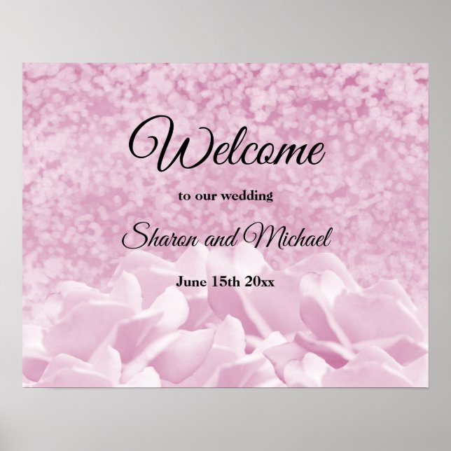 Affiche de bienvenue mariage Roses roses roses (Devant)