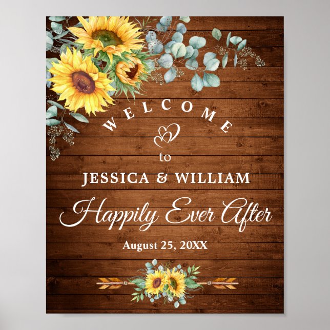 Affiche de bienvenue Mariage rustique des tourneso (Devant)