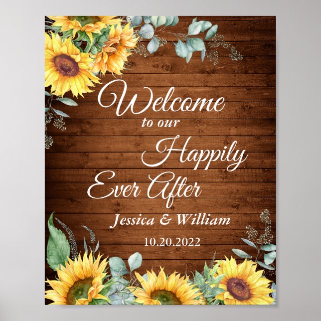 Affiche de bienvenue Mariage rustique des tourneso (Devant)